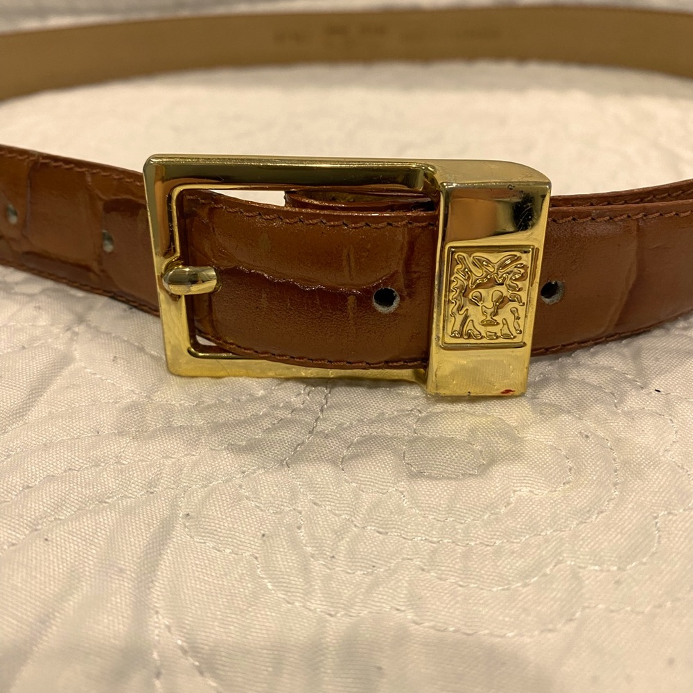 Ann Klein leather women belt medium brown -L